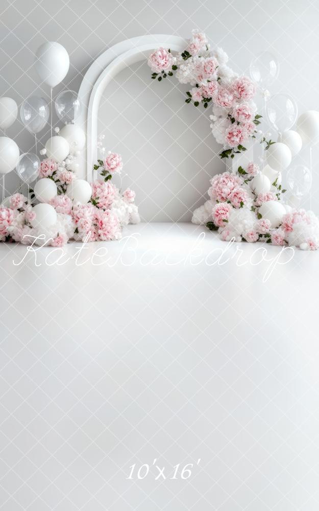 Kate Sweep Spring Flower Arch White Balloon Backdrop Designed by Lidia Redekopp