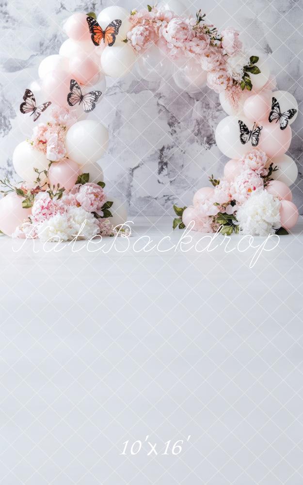 Kate Sweep Spring Floral Balloon Arch Butterfly Backdrop Designed by Lidia Redekopp