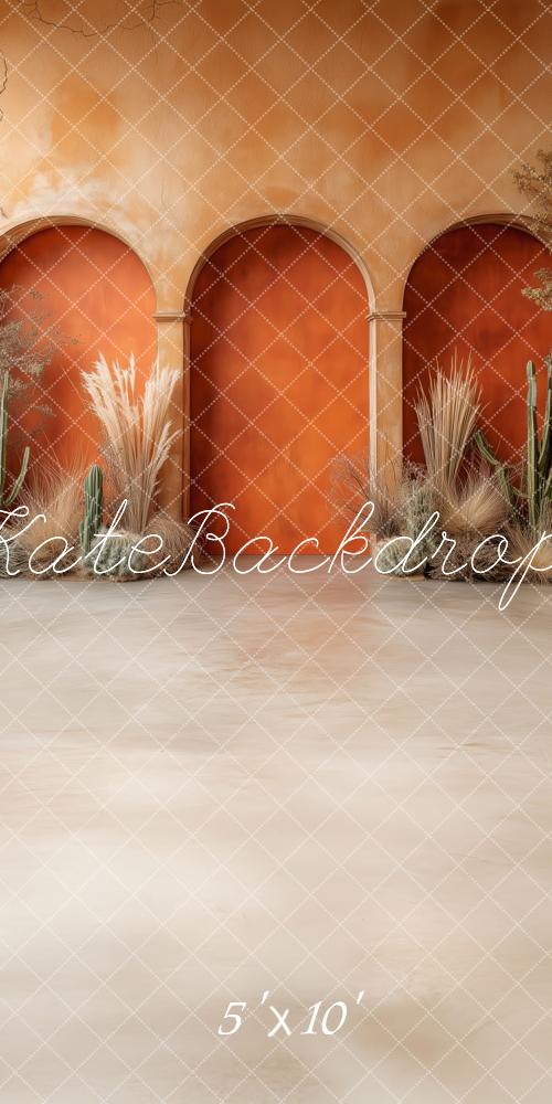 Kate Sweep Boho Pampas Arched Wall Orange Backdrop Backdrop Designed by Patty Robert