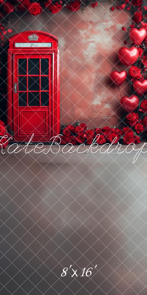 Kate Sweep Valentine Telephone Booth Red Heart Backdrop Backdrop Designed by Patty Robert