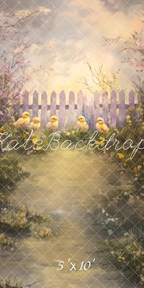 Kate Sweep Easter Spring Chicks Fence Backdrop Designed by Lidia Redekopp