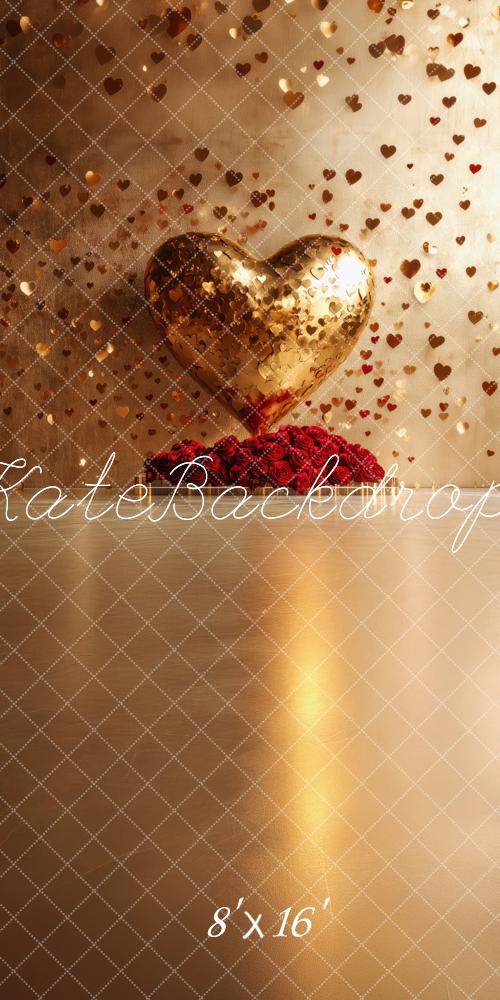 Kate Sweep Valentine Golden Heart Rose Backdrop Backdrop Designed by Patty Robert