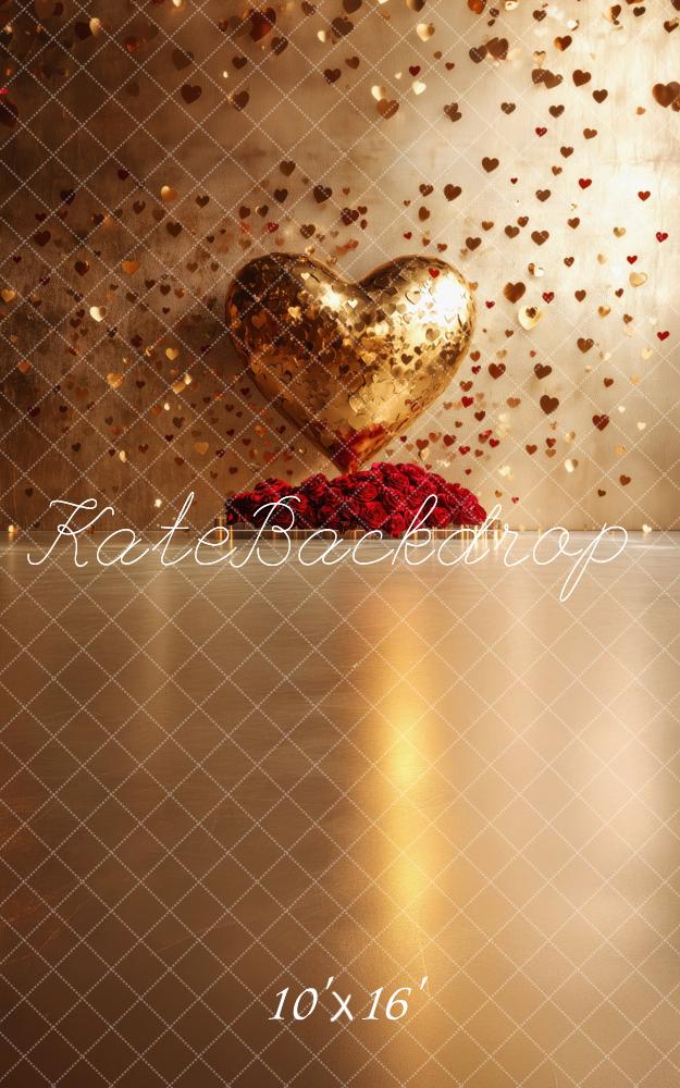 Kate Sweep Valentine Golden Heart Rose Backdrop Backdrop Designed by Patty Robert