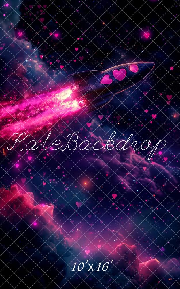 Kate Sweep Valentine Rocket Heart Space Galaxy Backdrop Designed by Patty Robert