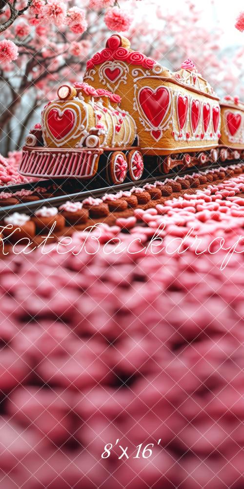 Kate Sweep Valentine Cookie Heart Train Backdrop Designed by Mini MakeBelieve