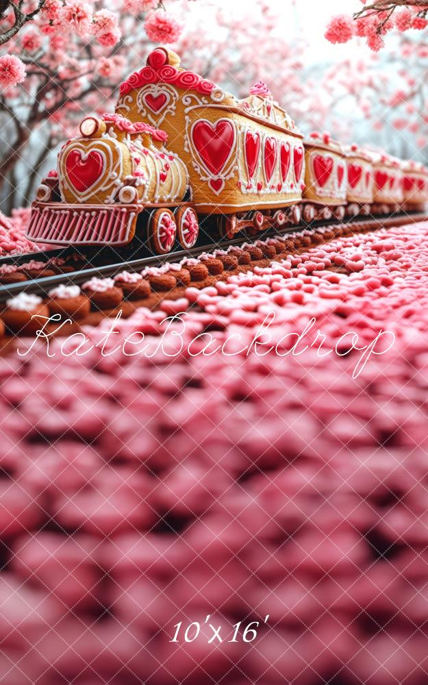 Kate Sweep Valentine Cookie Heart Train Backdrop Designed by Mini MakeBelieve