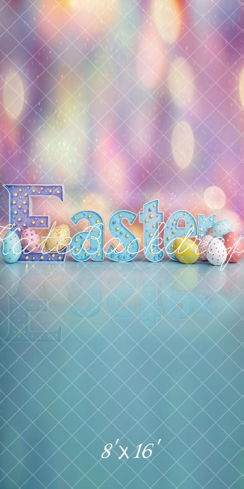 Kate Sweep Easter Bokeh Lettering Eggs Backdrop Designed by Emetselch