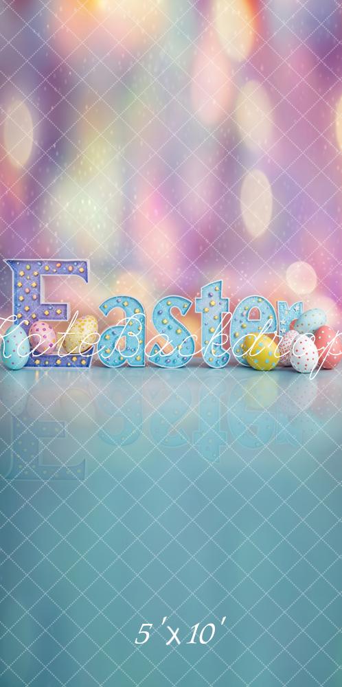 Kate Sweep Easter Bokeh Lettering Eggs Backdrop Designed by Emetselch