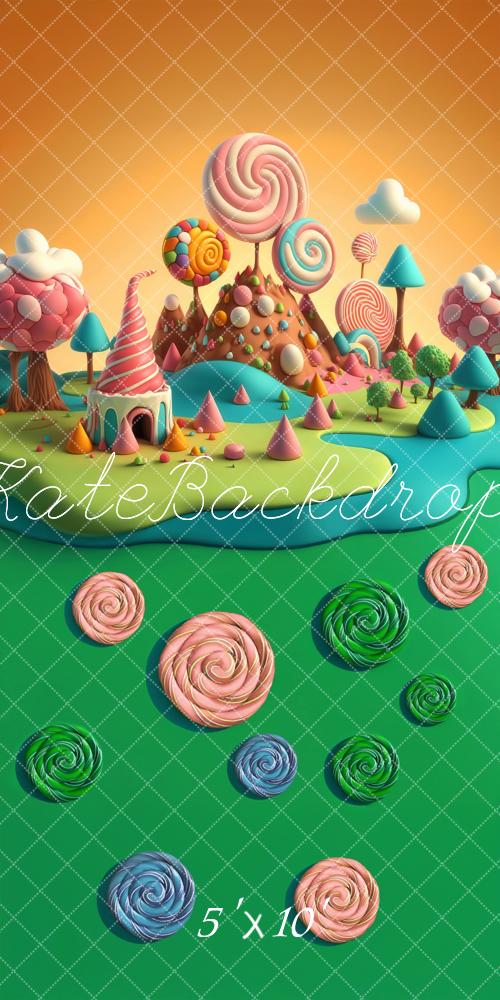 Sweep Cartoon Candy World Lollipop Foto Achtergrond Designed by Laura Bybee