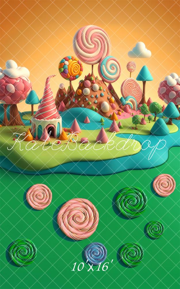 Fondo de Caramelo de Mundo de Dibujo Animado de Sweep Diseñado por Laura Bybee