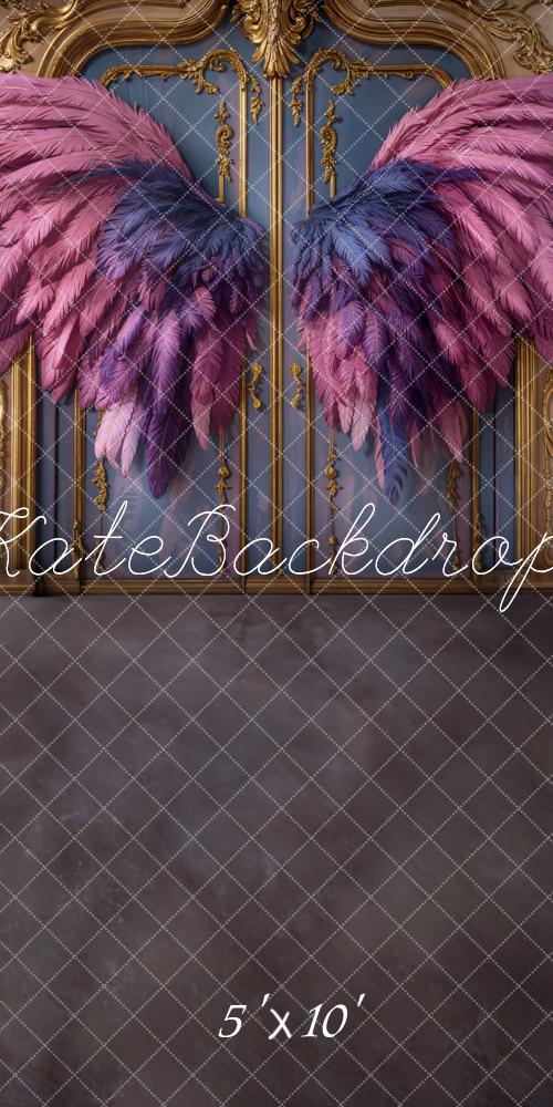 Kate Sweep Pink Feather Wings Vintage Door Backdrop Designed by Emetselch