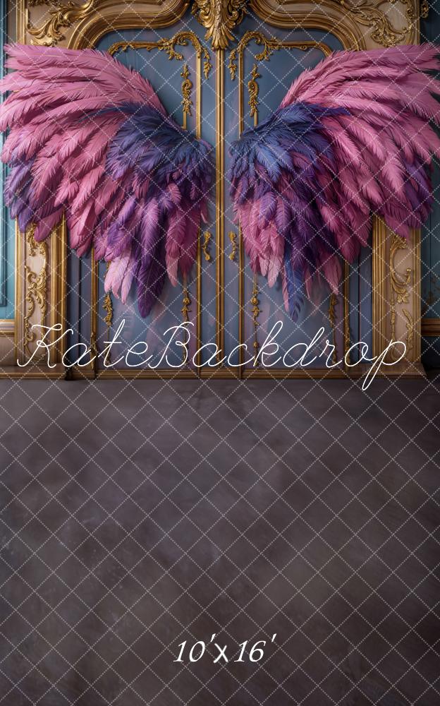 Kate Sweep Pink Feather Wings Vintage Door Backdrop Designed by Emetselch