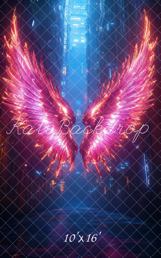 Kate Sweep Fantasy Neon Wings Street Backdrop Designed by Emetselch