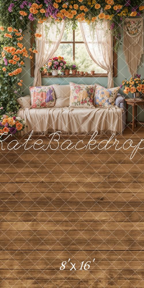 Kate Sweep Spring Floral Window Sofa Backdrop Designed by Emetselch