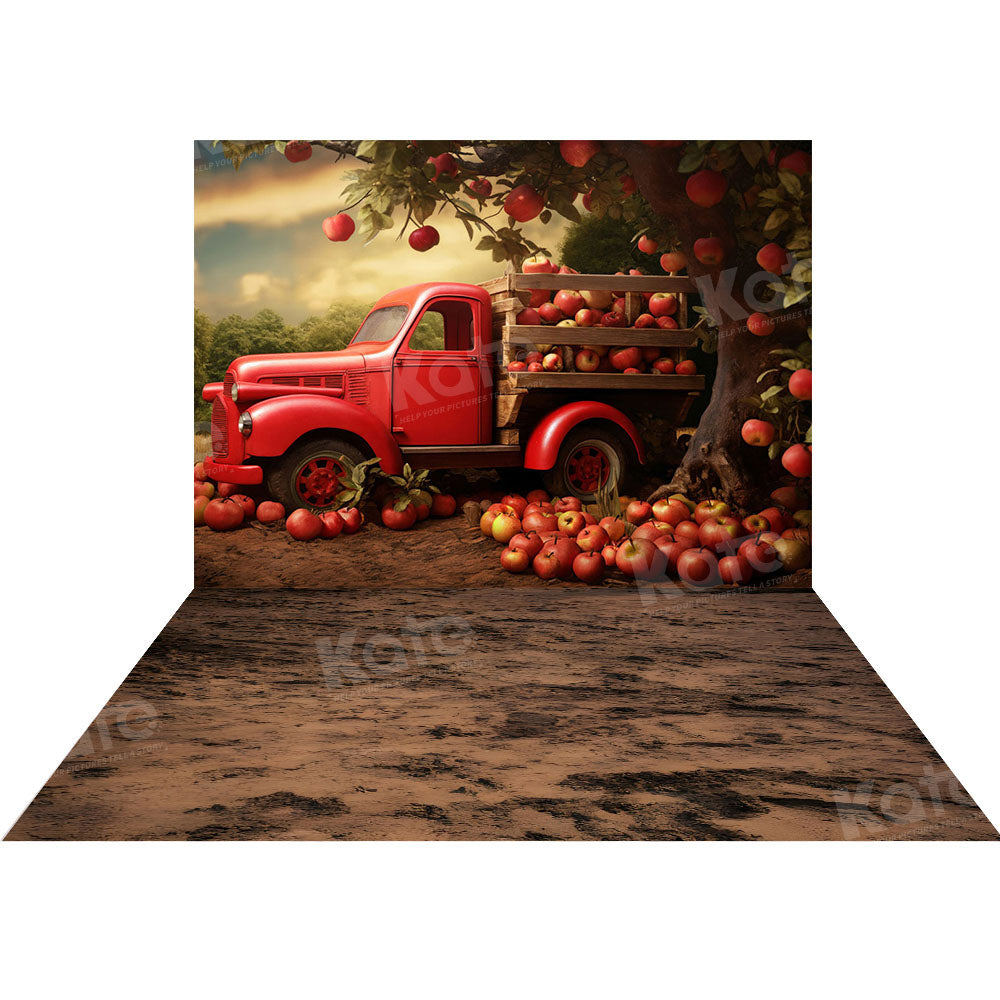 Car Apple Harvest Achtergrond+Grond Zand Vloer Achtergrond