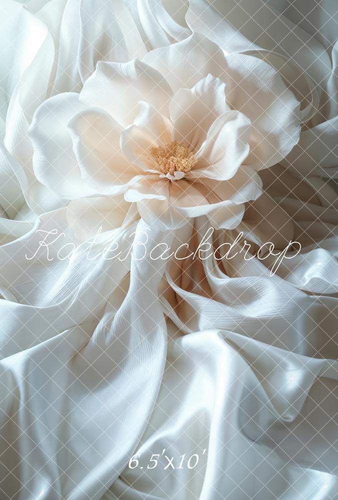 Kate Elegant Floral Silk White Backdrop Designed by Emetselch