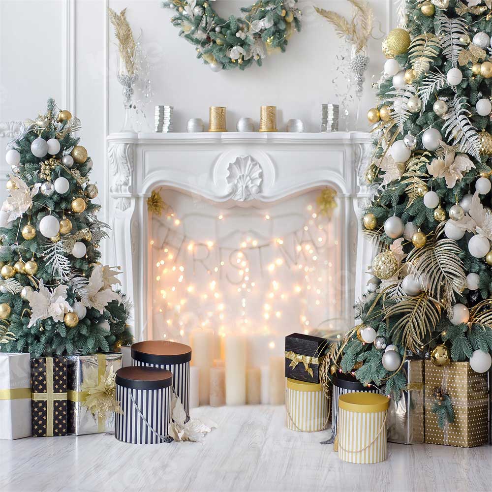 RTS Kate Christmas White Room Pinetrees Gifts Decoration Backdrop for Photography