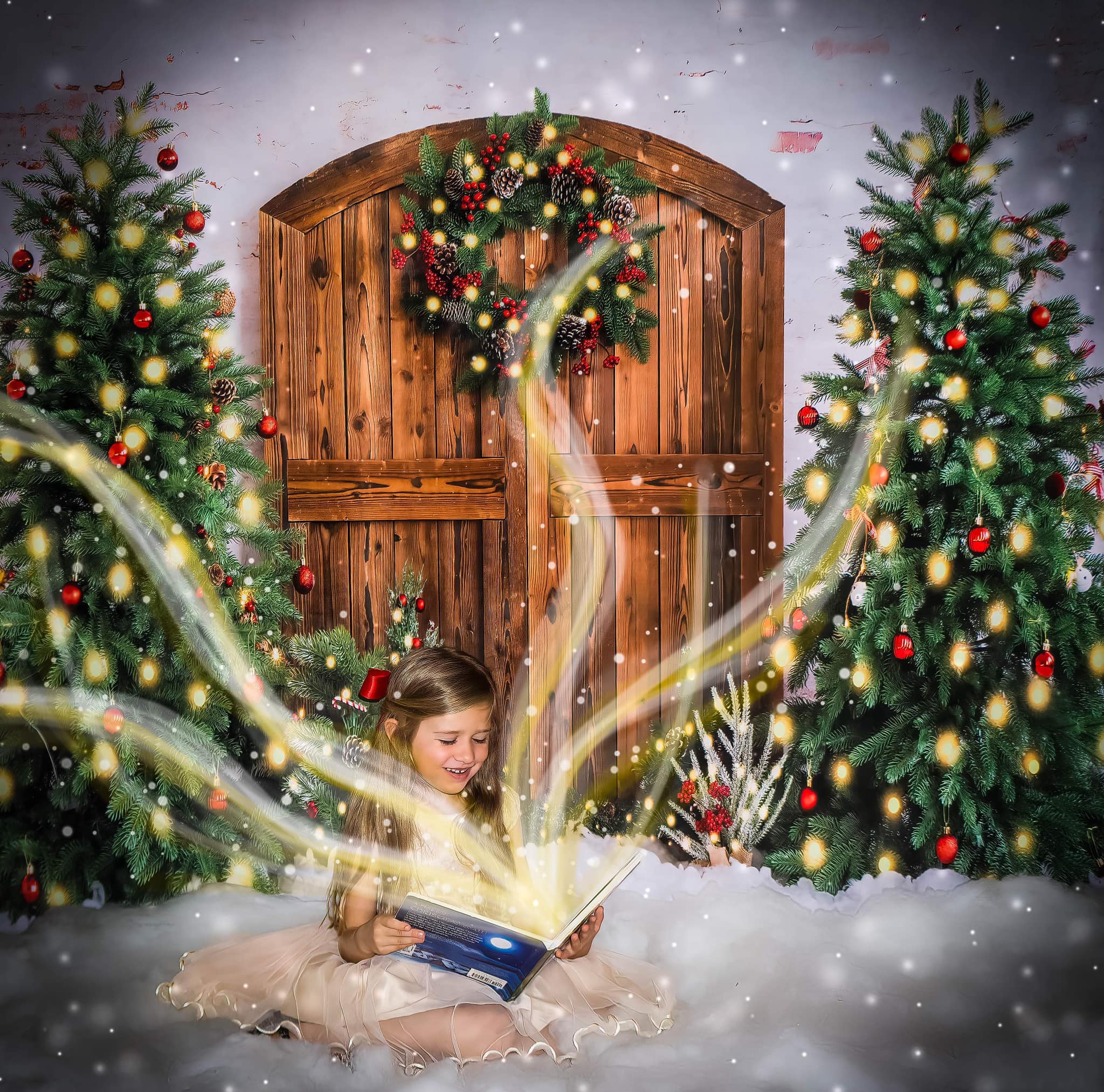 RTS Albero di Natale Corona Sfondo Neve Invernale Disegnato da Emetselch