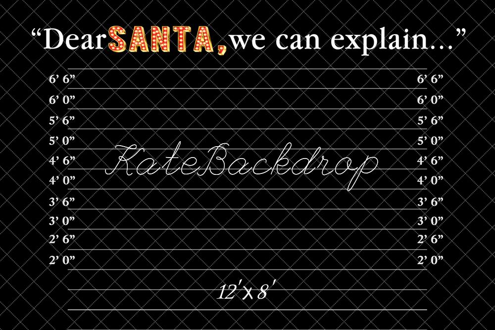 Fondo de palabras Dear Santa en negro abstracto para fotografía