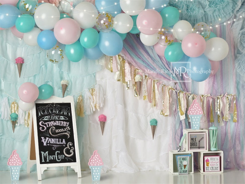 Kate Pastel Ice Cream Backdrop Party Summer Designed by Mandy Ringe Photography