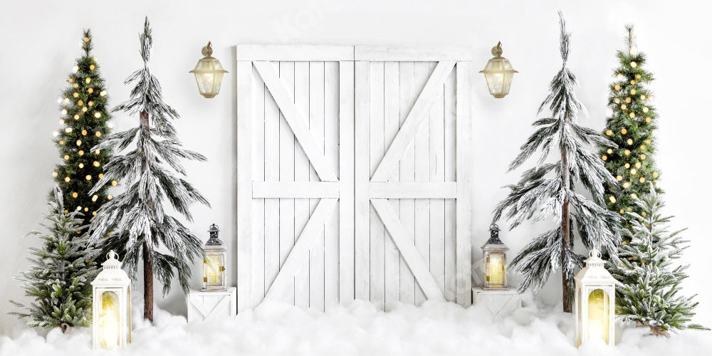 Sfondo natalizio RTS con porta di stalla bianca progettata da Emetselch