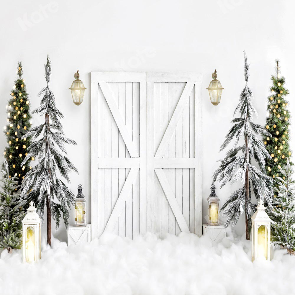 Sfondo natalizio RTS con porta di stalla bianca progettata da Emetselch