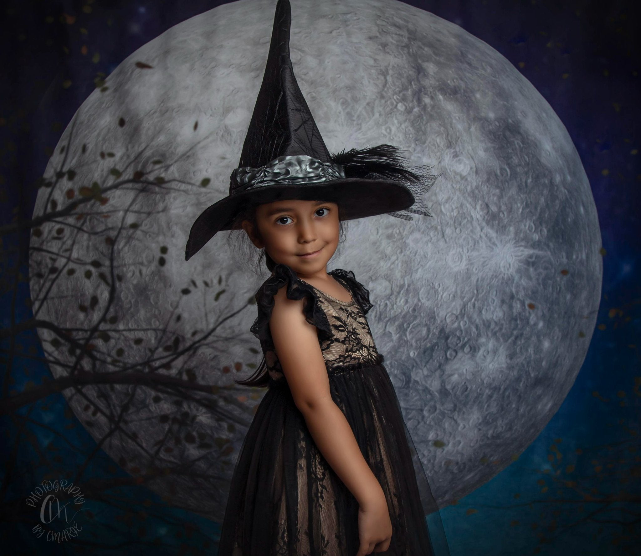Halloween Herfst Maanachtergrond Ontworpen door Candice Compton