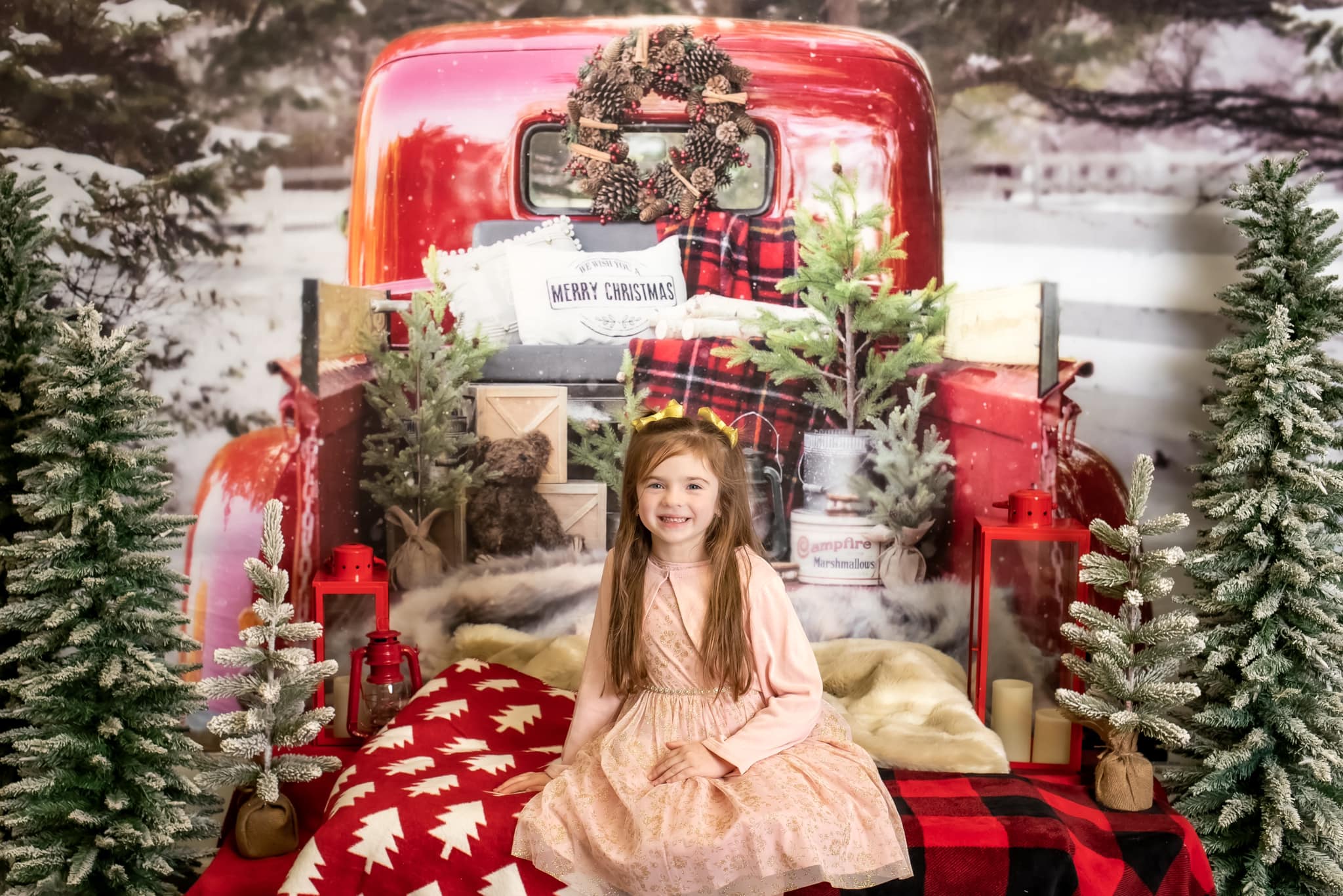 Camion rosso di Natale su sfondo innevato in RTS progettato da Mandy Ringe Photography
