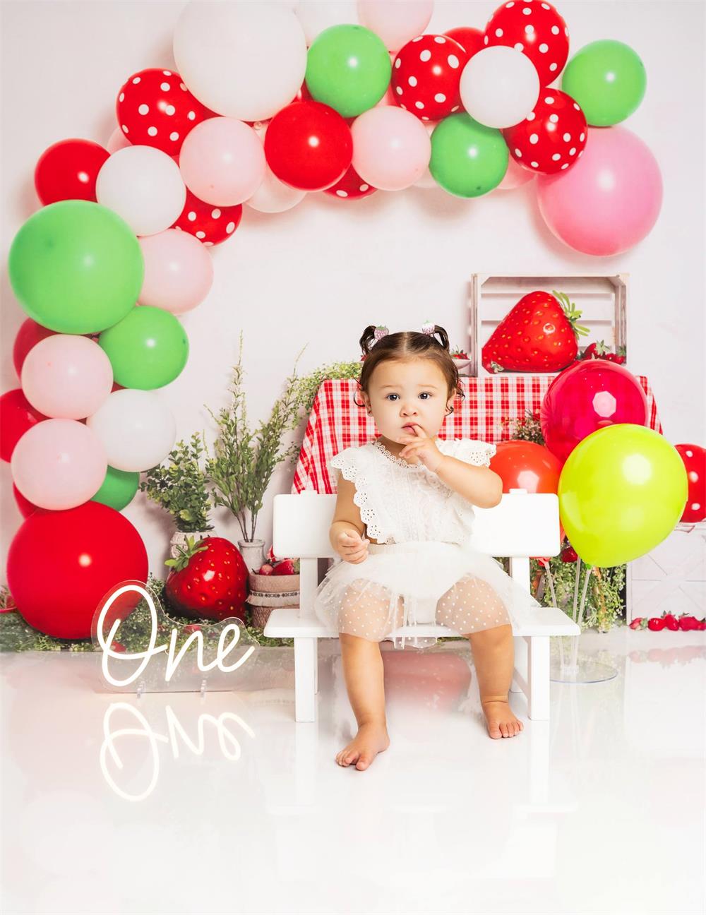 Kate Strawberry Balloons Cake Smash Backdrop Designed by Emetselch