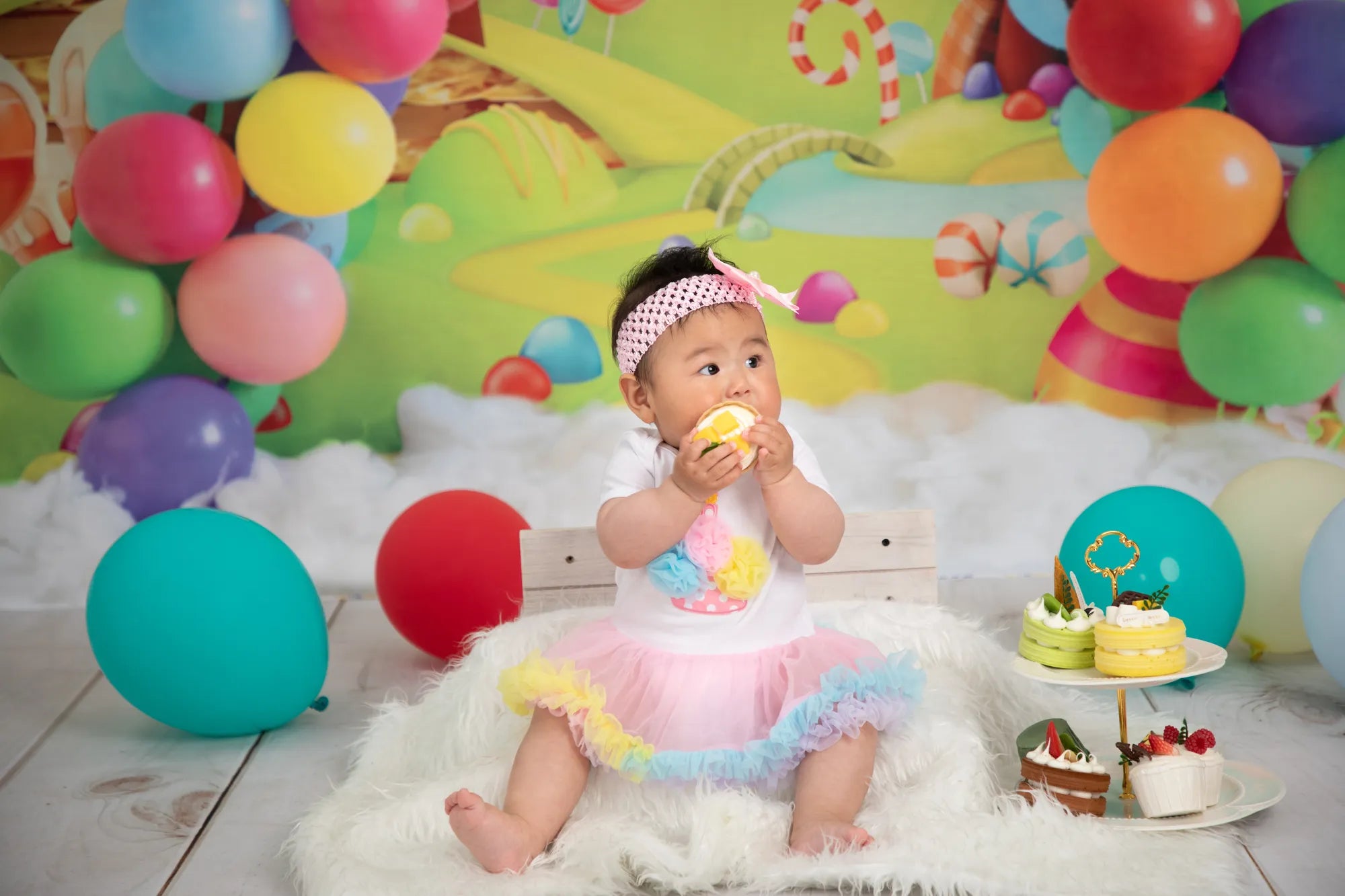 Kate Candy World Colorful Rainbow Balloon Backdrop for Photography