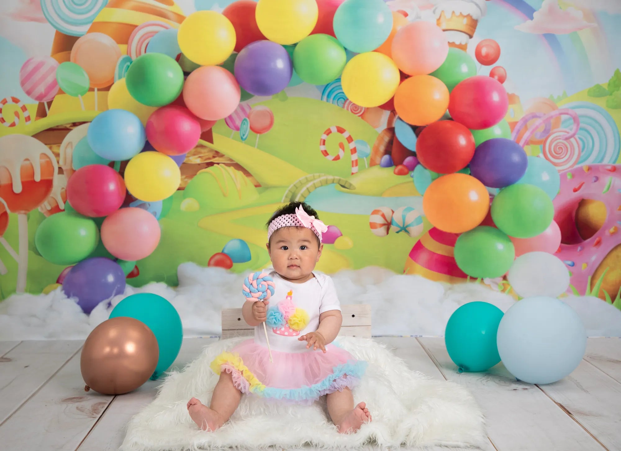 Kate Candy World Colorful Rainbow Balloon Backdrop for Photography