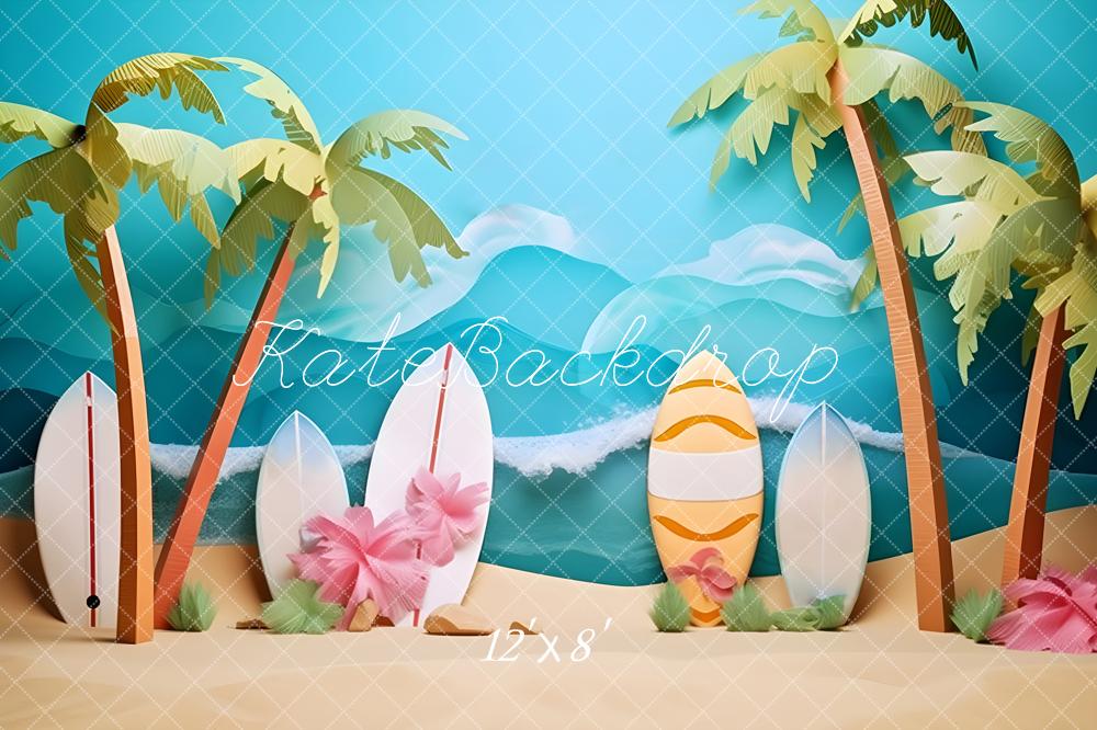 Kate Summer Beach Surfboard Waves Backdrop for Photography