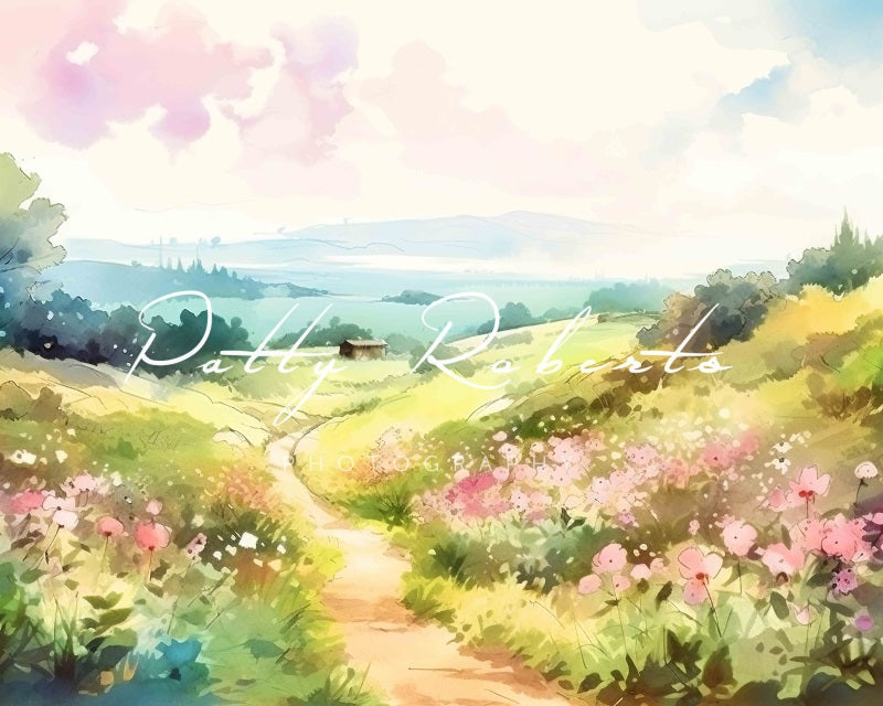 Kate Watercolor Meadow Serenity Backdrop Designed by Patty Robert