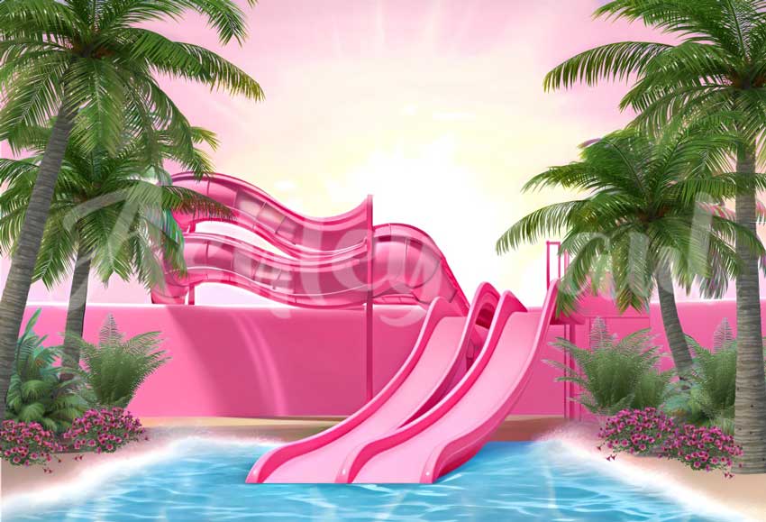 Water Slide Pool Fun Modepoprol Achtergrond Ontworpen door Ashley Paul
