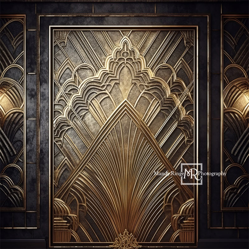 Sfondo della porta Art Deco Gatsby nero e oro progettato da Mandy Ringe Photography