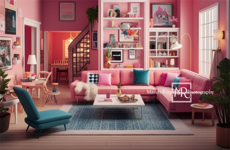 Dollhuis woonkamer pop fantasie achtergrond ontworpen door Mandy Ringe Fotografie