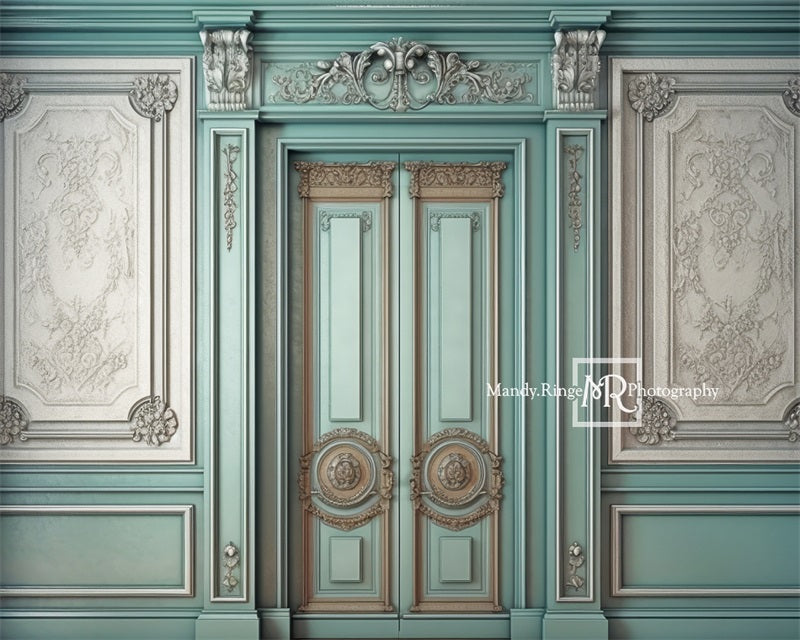 Elaborate Vintage Teal Wall Foto Achtergrond Ontworpen door Mandy Ringe Fotografie