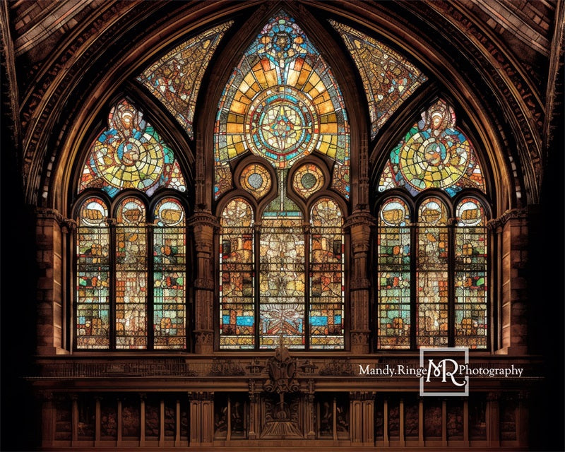Kate Gothic Arched Stained Glass Window Backdrop Designed by Mandy Rin