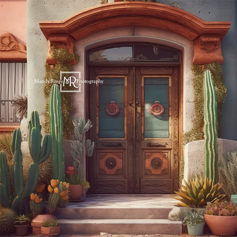 Mexican Hacienda Voortuin Foto Achtergrond Ontworpen door Mandy Ringe Fotografie