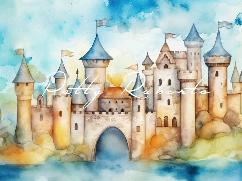 Fondo de castillo medieval pintado diseñado por Patty Robert