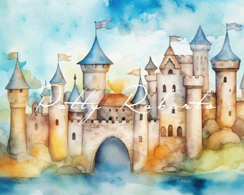 Fondo de castillo medieval pintado diseñado por Patty Robert