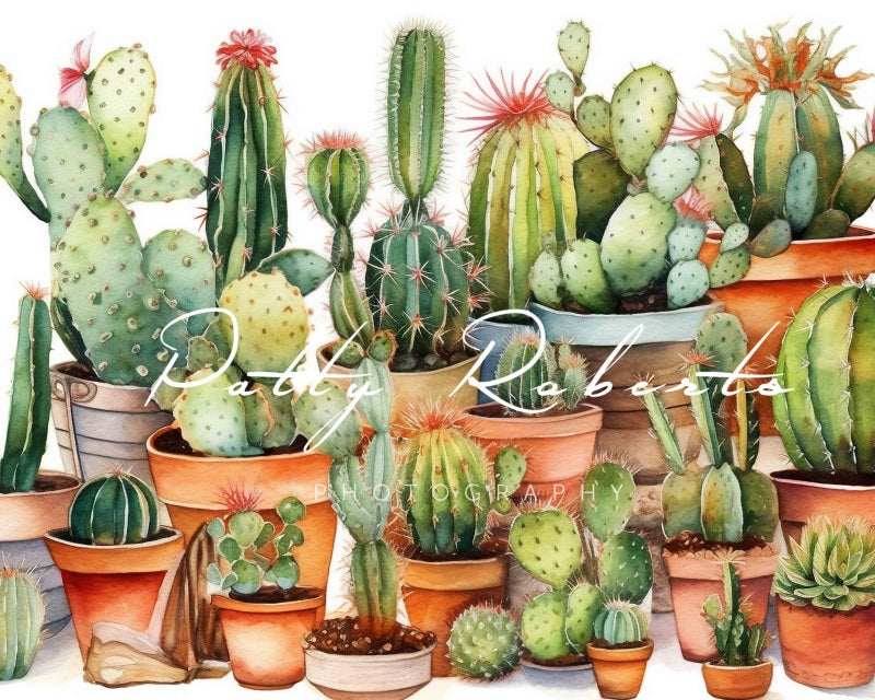 Fondo de acuarela de cactus de verano diseñado por Patty Robert