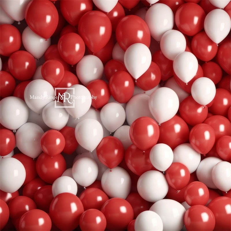 Kate Red and White Balloon Wall Backdrop Designed by Mandy Ringe Photography