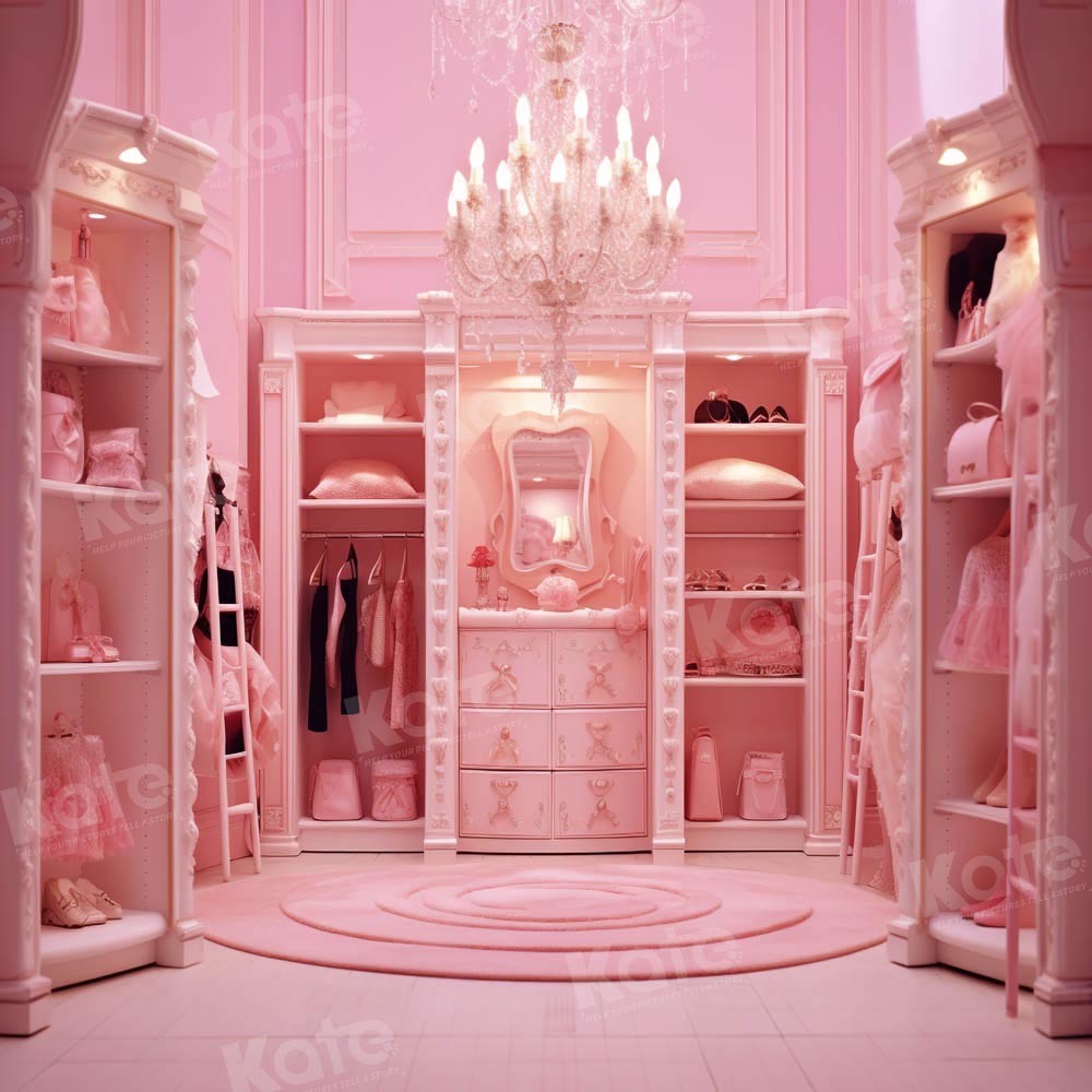 Prinses Modepop Fantasie Roze Kamer Kledingkast Achtergrond Ontworpen door Chain Fotografie
