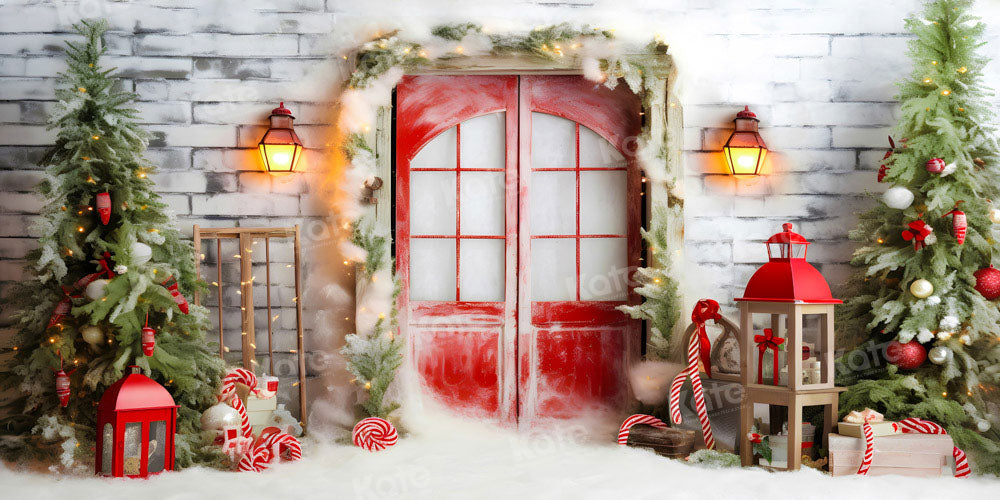 Sfondo di mattoni cortile di Natale Con neve Progettato da Chain Photography