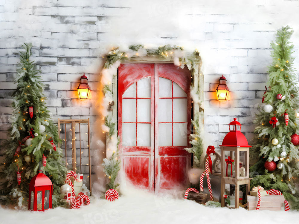 Sfondo di mattoni cortile di Natale Con neve Progettato da Chain Photography