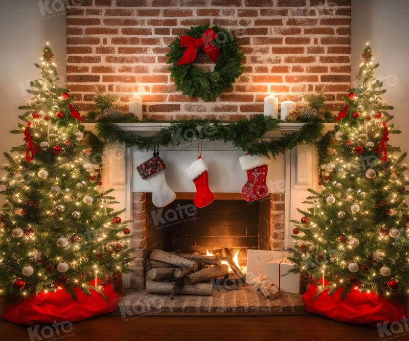 Kate Winter Christmas trees Fireplace Stockings Christmas Gifts for Pictures