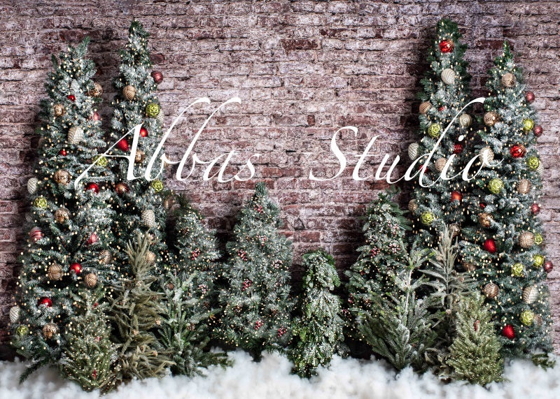 Kate Christmas Brick Wall With Lighted Trees Backdrop Designed by Abbas Studio