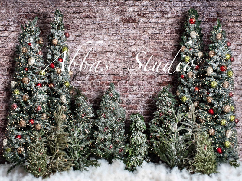 Kate Christmas Brick Wall With Lighted Trees Backdrop Designed by Abbas Studio