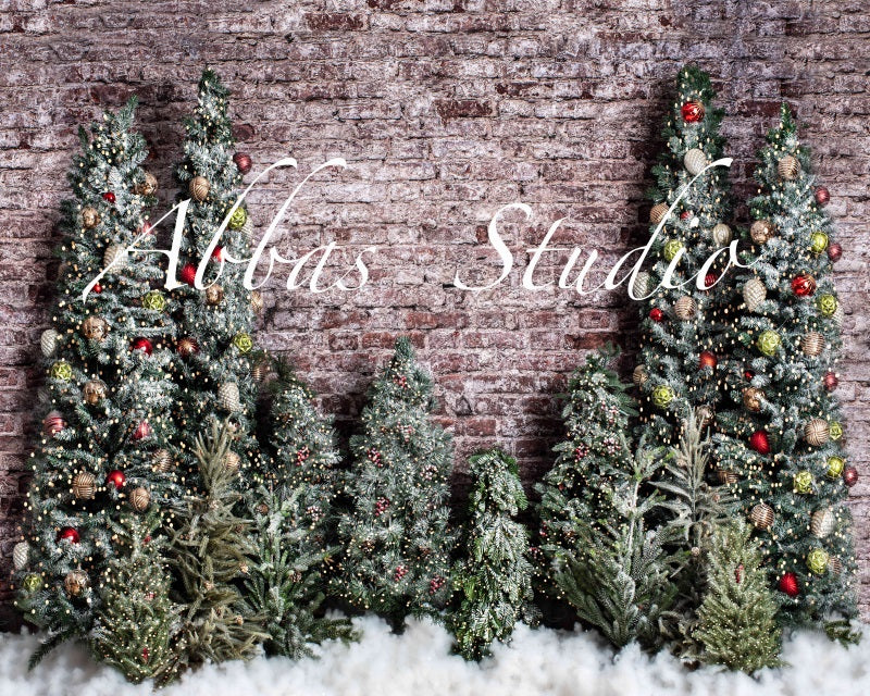 Kate Christmas Brick Wall With Lighted Trees Backdrop Designed by Abbas Studio